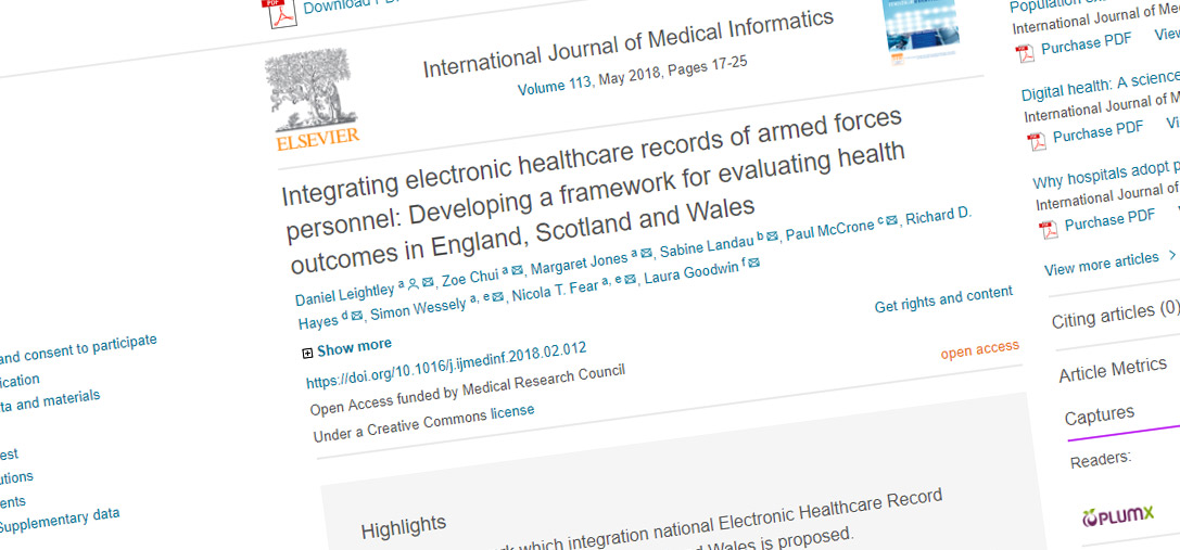 Integrating electronic healthcare records of armed forces personnel: Developing a framework for evaluating health outcomes in England, Scotland and Wales