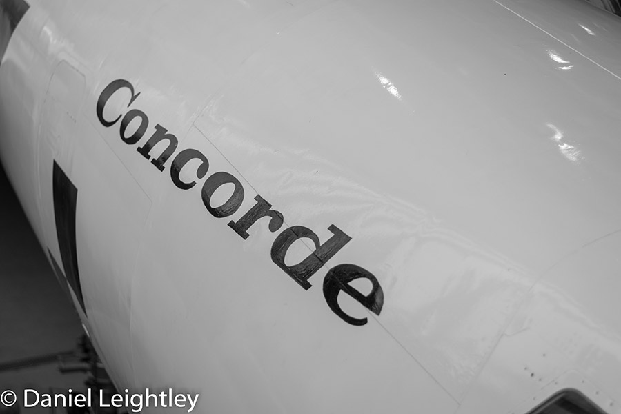 Side of Concorde, in black and white