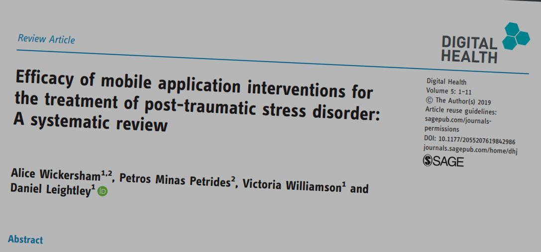 Just published: Efficacy of mobile application interventions for the treatment of post-traumatic stress disorder: A systematic review